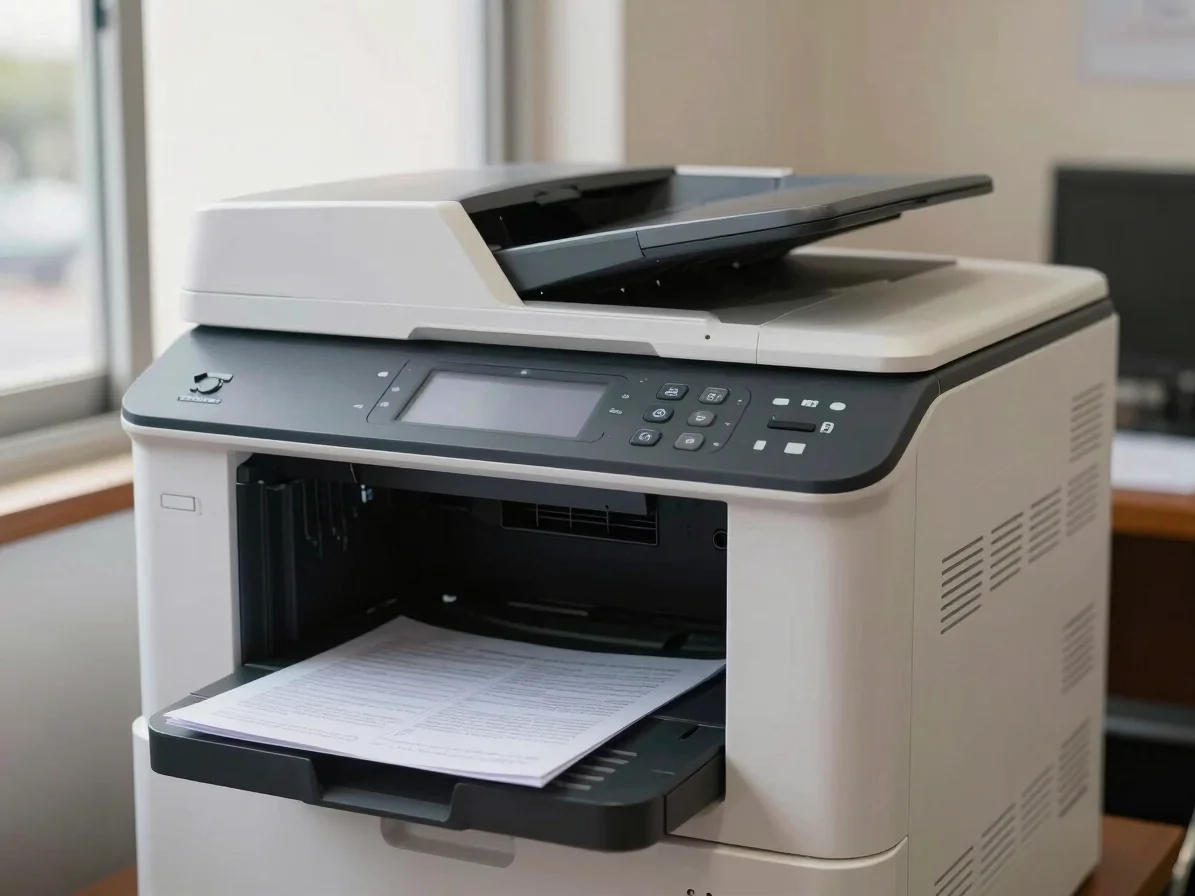 Copiadora multifuncional láser instalada en una oficina de Ciudad